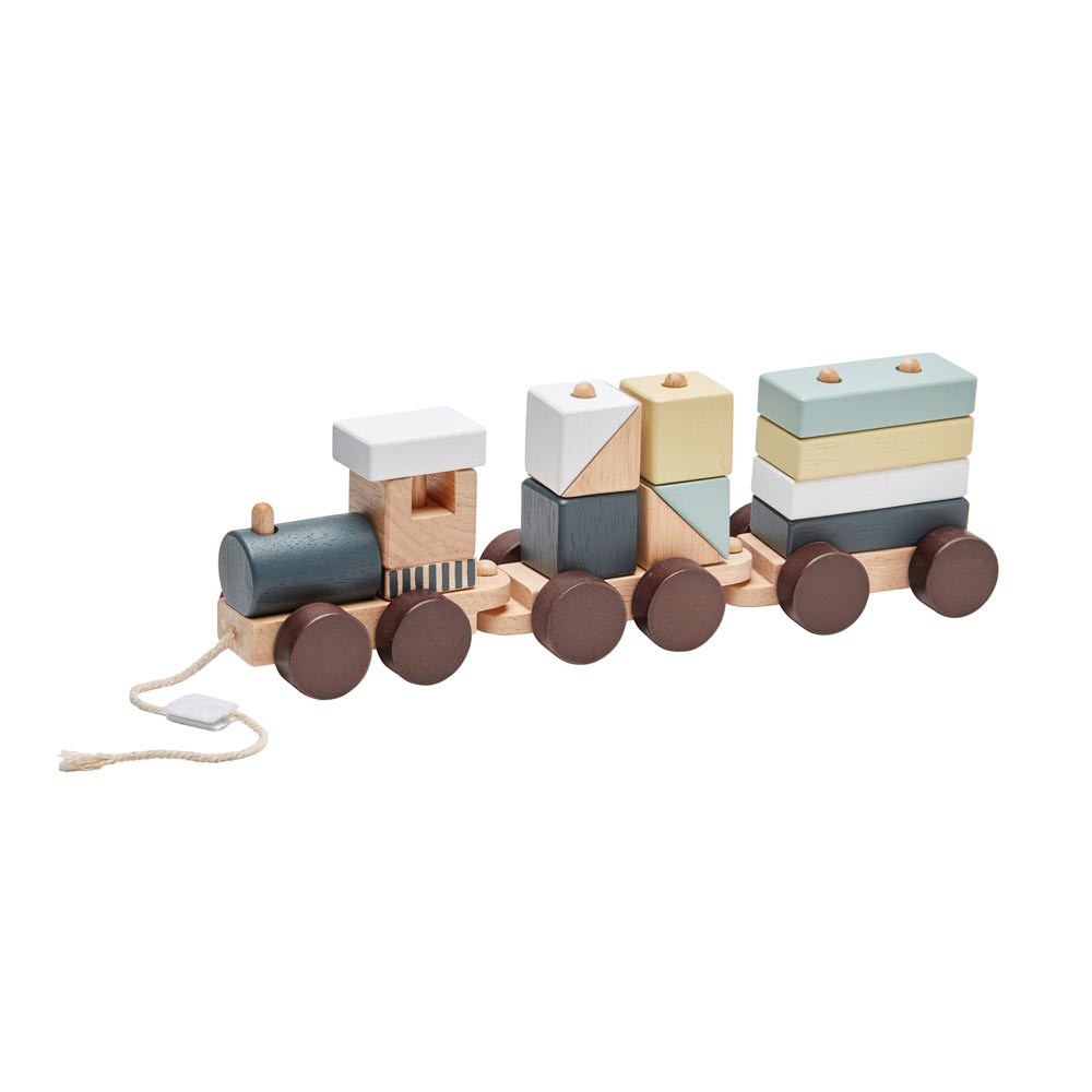 Stapelspielzeug Lok mit Waggons, Holz