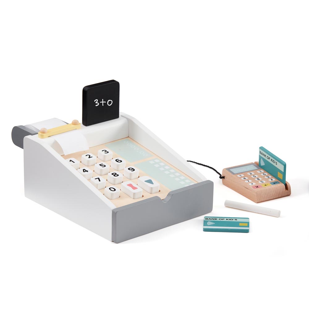 Kaufladen Registrierkasse aus Holz mit Zubehör