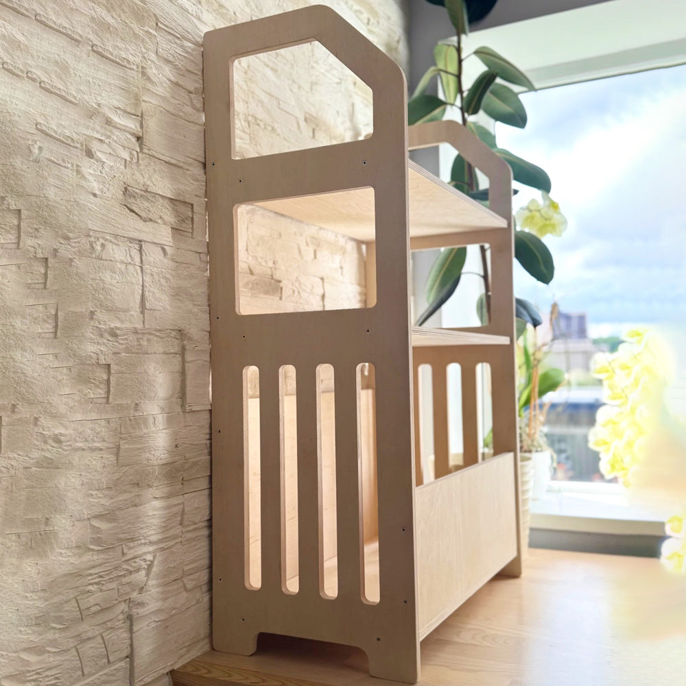 Montessori Standregal aus Holz, handgefertigter Feinschliff