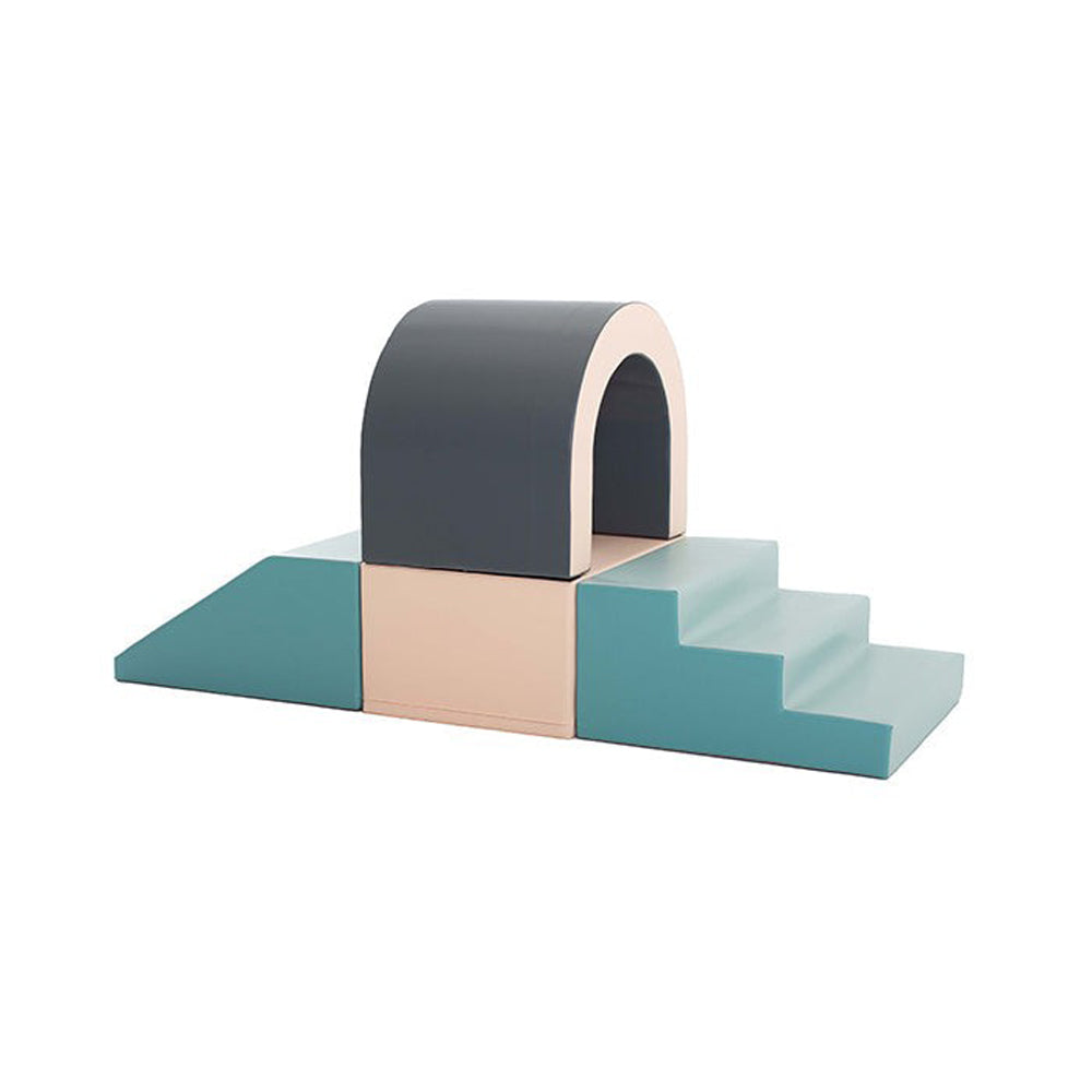 Motorikspielzeug Softblock 4-teiliges Tunnel-Bausteinset, helles Pastell