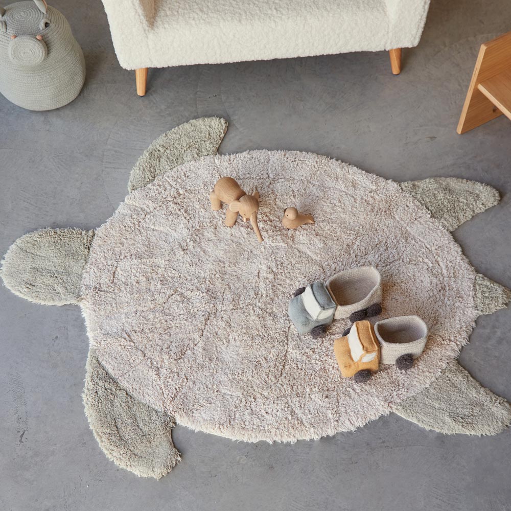 Kinderteppich Schildkröte 110 x 130 cm, maschinenwaschbar