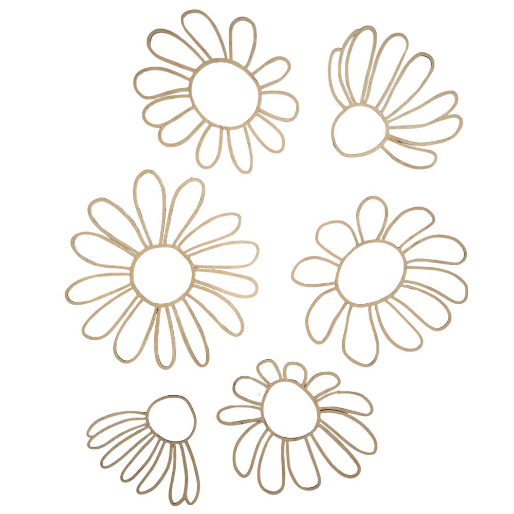 Wanddeko Set Gänseblümchen aus Holz