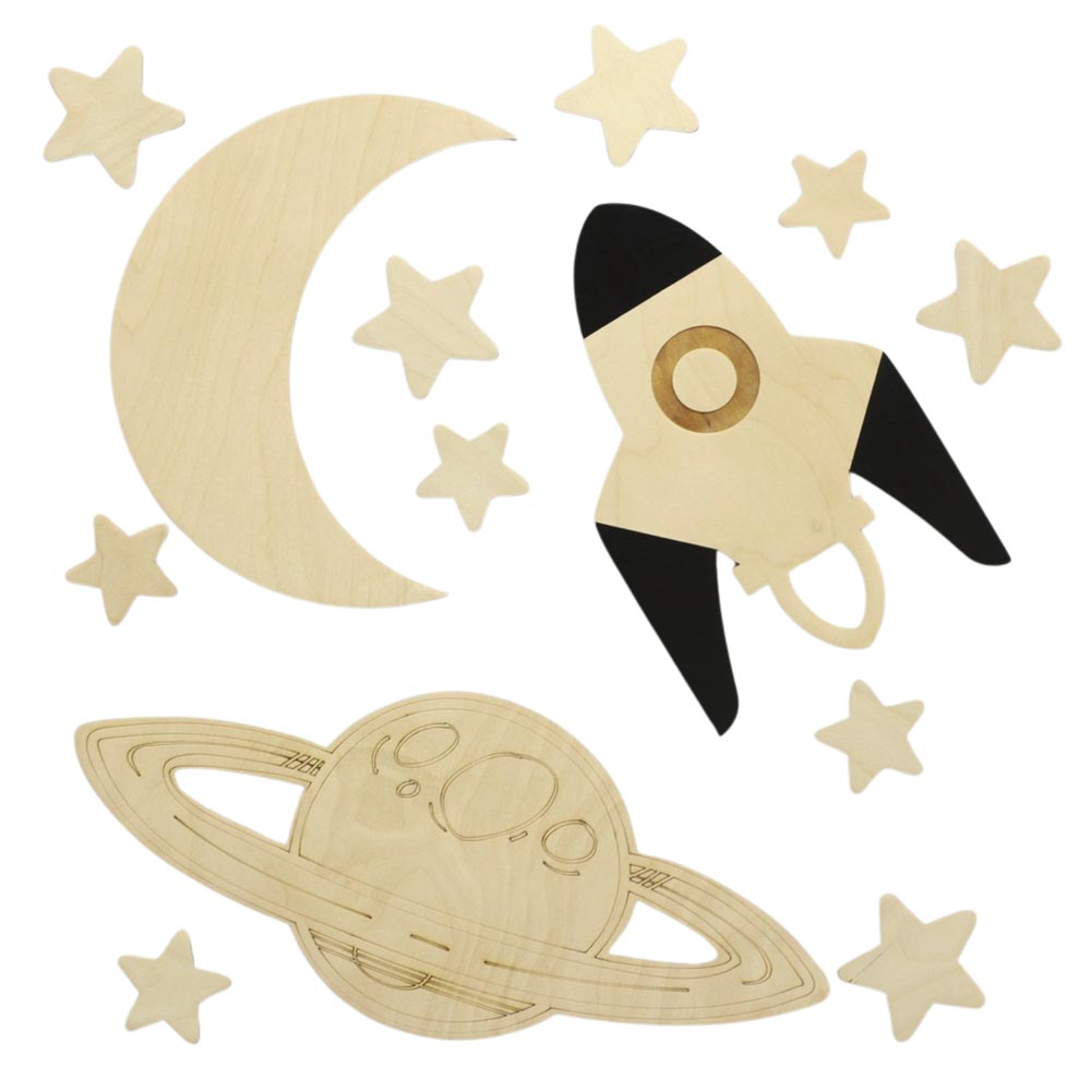 Space Walker Wanddeko Set aus Holz