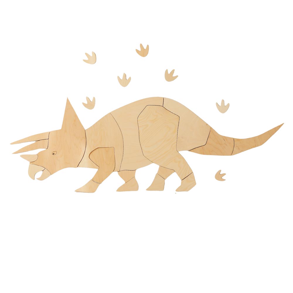 Origami Wanddeko Triceratops Dino aus Holz