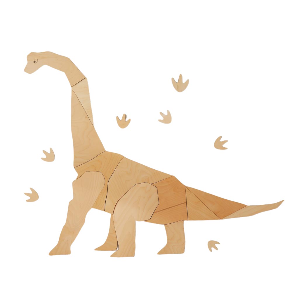 Origami Wanddeko Diplodocus Dino aus Holz