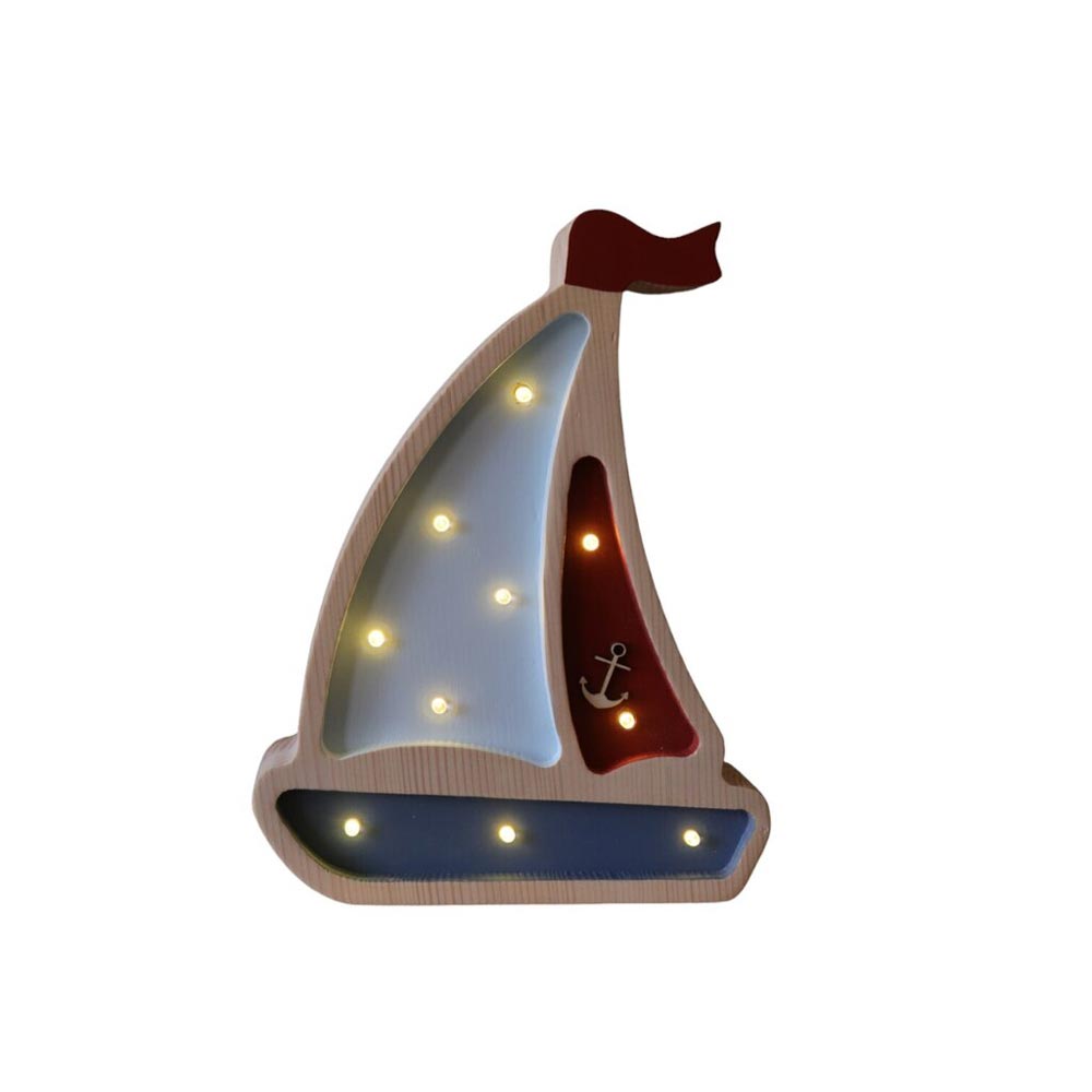 Mini LED Nachtlicht Segelboot aus Holz, dimmbar