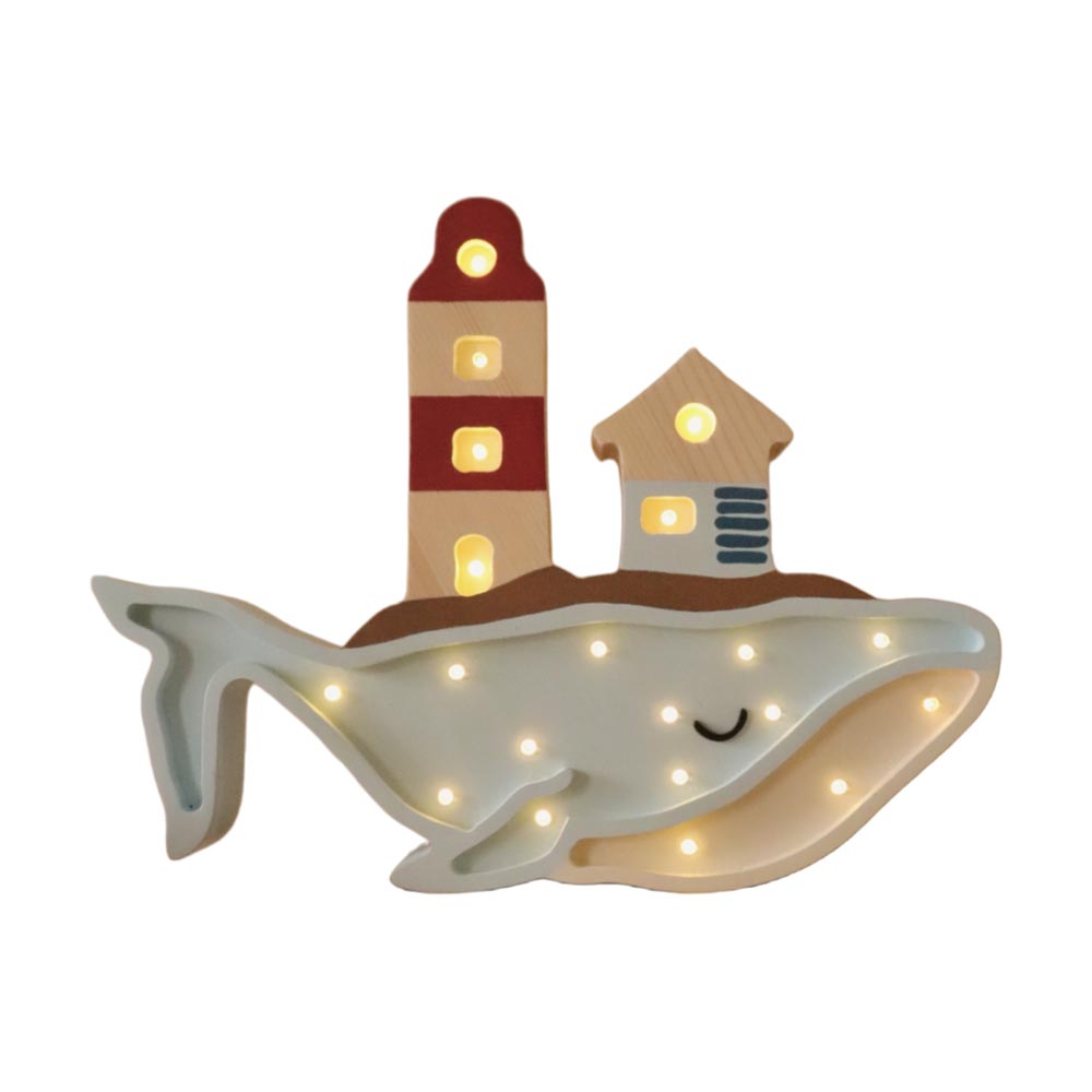 LED Nachtlicht Wal aus Holz, dimmbar