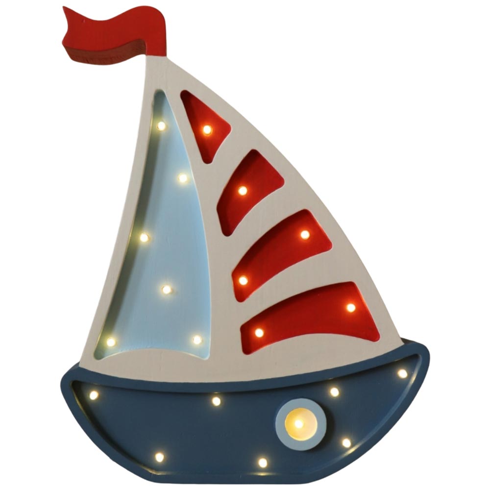 LED Nachtlicht Segelboot aus Holz, dimmbar