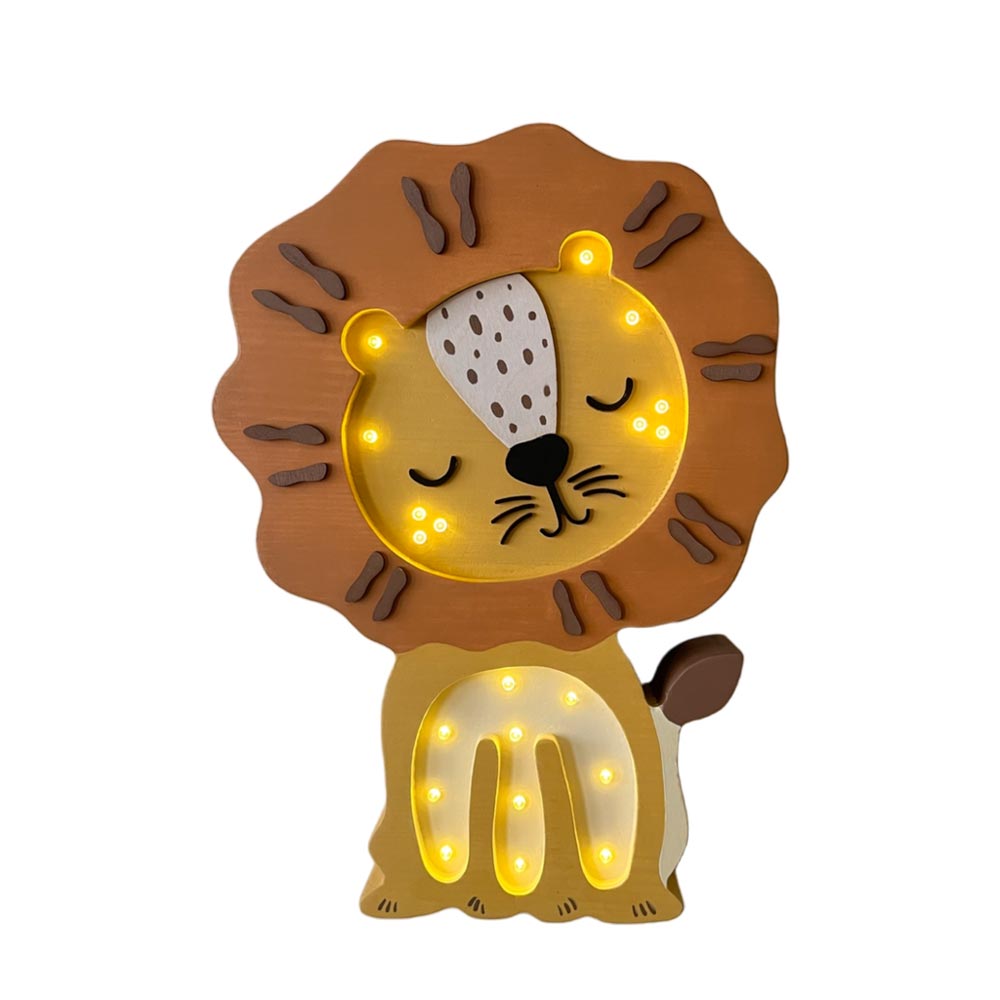LED Nachtlicht Löwe aus Holz, dimmbar