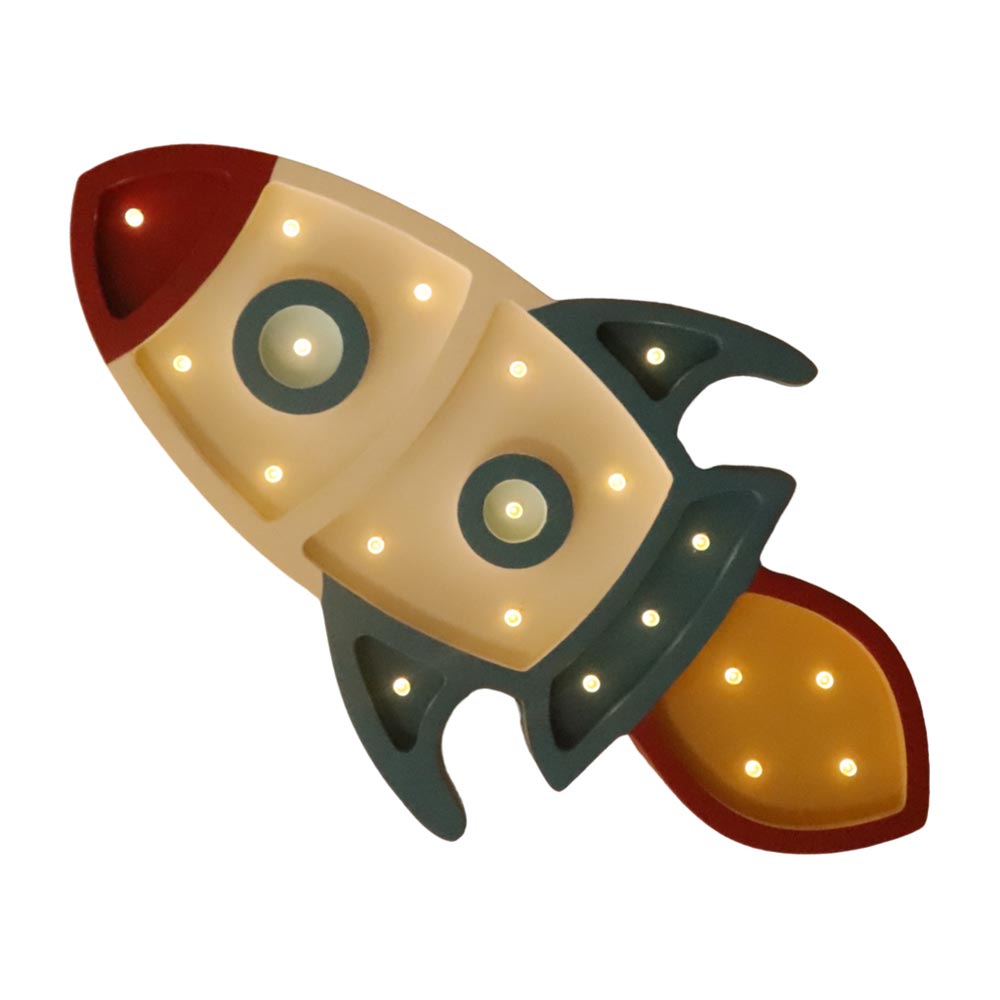 LED Nachtlicht Rakete aus Holz, dimmbar