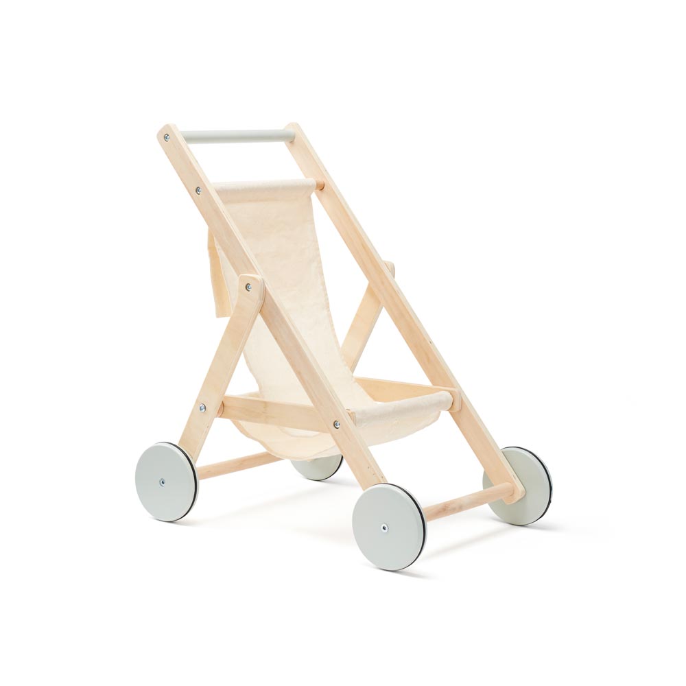 Puppenbuggy aus Holz & Baumwolle