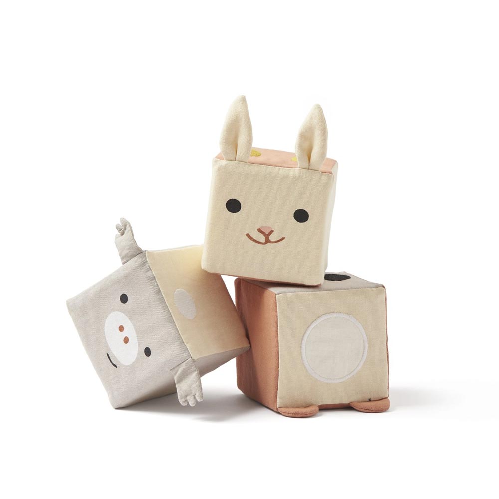 Spielwürfel Tiere 3er-Set, Bio-Baumwolle