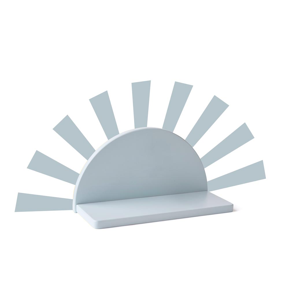 Regalbrett Sonne aus Holz, mit Strahlenaufklebern