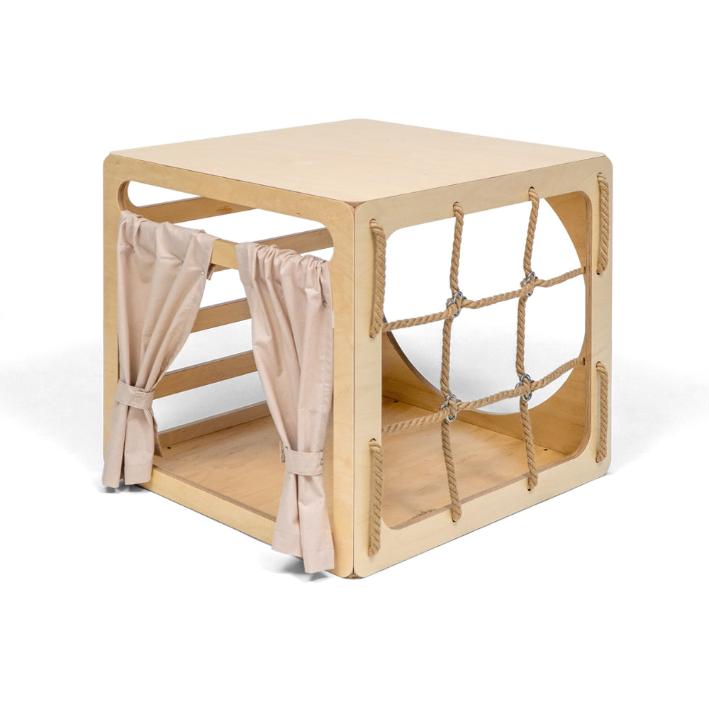 Montessori Kletter- und Spielwürfel Cubitri, Holz-Natur