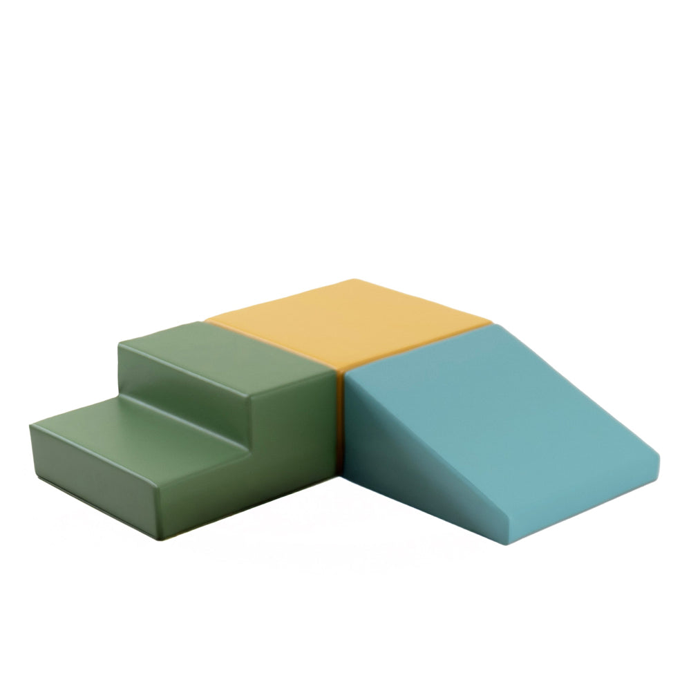 Motorikspielzeug Softblock Mini-Bausteinset 3 Teile, türkises Pastell