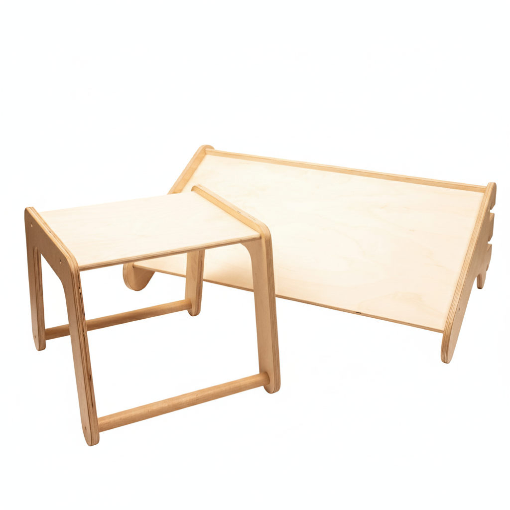 Erweiterungsset Tisch & Stuhl für die 2in1 Kletterdreieck oder Sprossenwand aus Holz