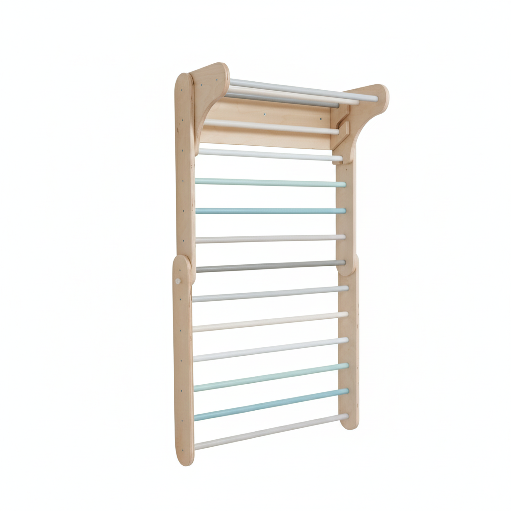 2in1 Kletterdreieck oder Sprossenwand aus Holz, Pastell