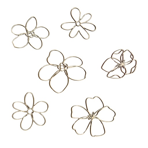 [KDS101477] Wanddeko Set Blumenwiese aus Holz