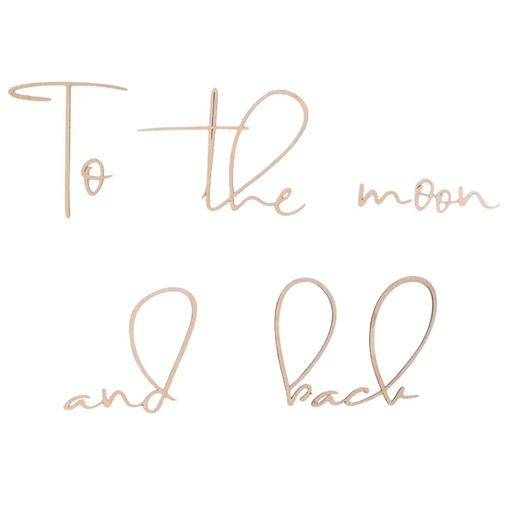 [KDS101466] Wanddeko Schriftzug aus Holz "To the moon and back"