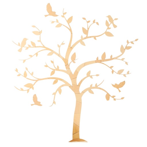 [KDS101481] Wanddeko Baum mit Vögeln aus Holz