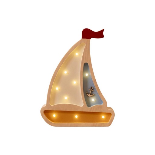 Mini LED Nachtlicht Segelboot aus Holz, dimmbar
