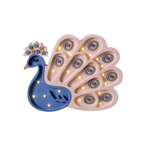 LED Nachtlicht Pfau aus Holz, dimmbar