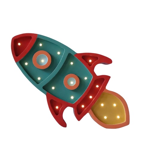 LED Nachtlicht Rakete aus Holz, dimmbar