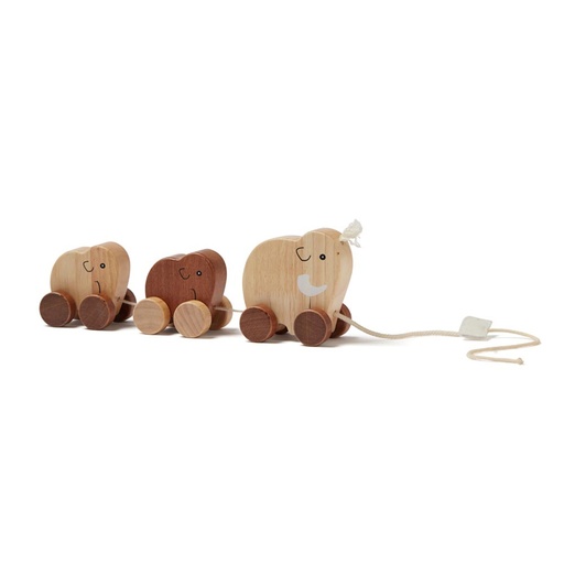 [KDS102180] Nachziehspielzeug Mammutfamilie aus Holz