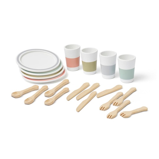 [KDS102156] Geschirrset für Kinderküchen, Holz