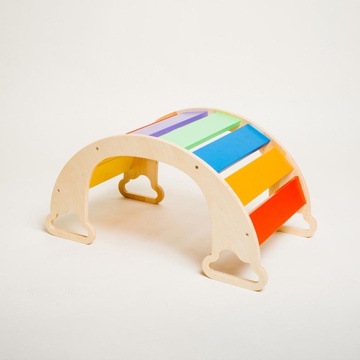 Montessori-Kletterbogen und Wippe, Regenbogen