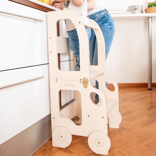 2in1 Lernturm umbaubar, Küchenhelfer & Sitz- Tischset im Auto-Look