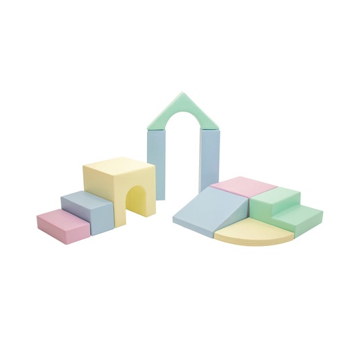 [SET_21_05] Motorikspielzeug Softblock 10-teiliges Bausteinset, helles Pastell