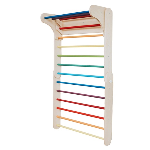 [PT/SW-01-RNBW] 2in1 Kletterdreieck oder Sprossenwand aus Holz, Regenbogen